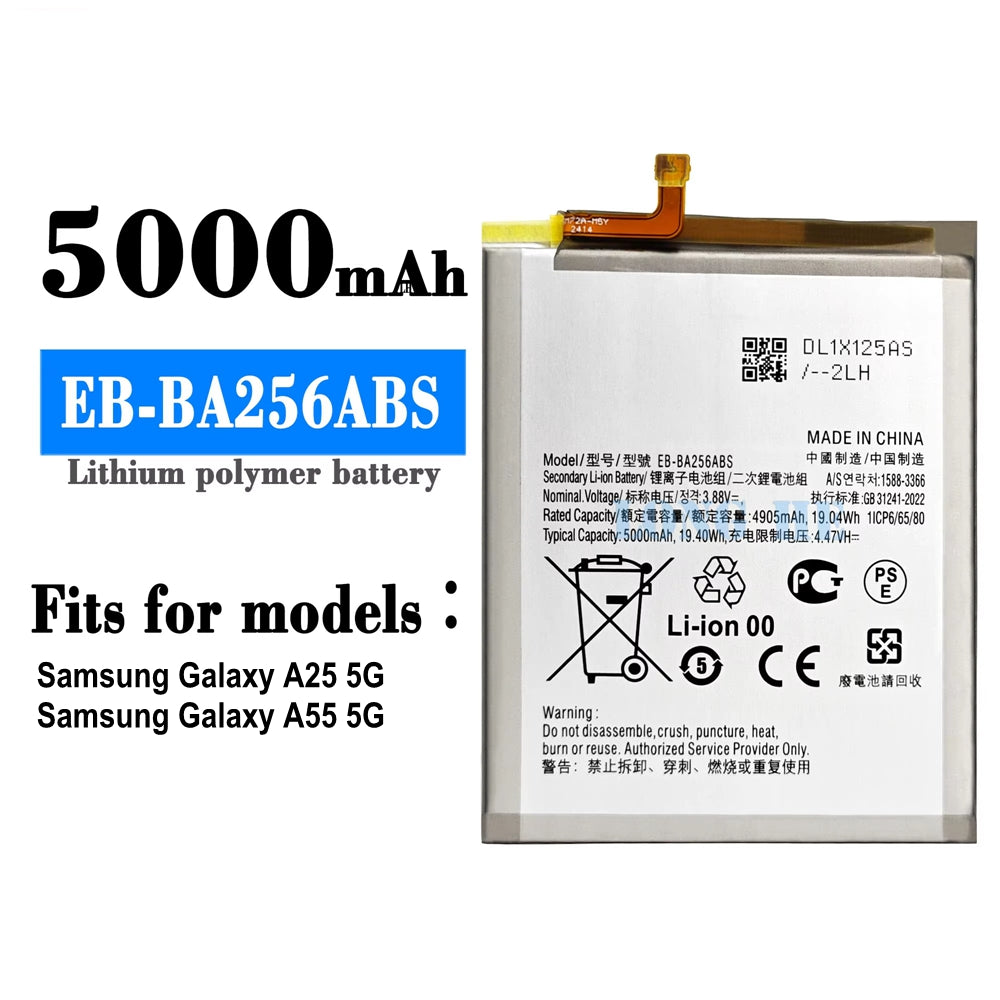 Batterie de remplacement pour Samsung Galaxy A25 5G / A55 5G (SM-A556B), EB-BA256ABS Batterie de remplacement pour Samsung Galaxy A25 5G / A55 5G (SM-A556B), EB-BA256ABS